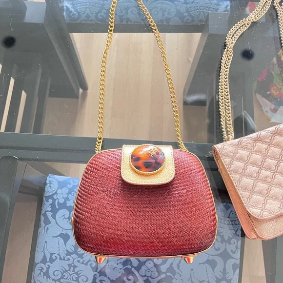 Lilly Pulitzer Red Mini Bag with Gold Chain